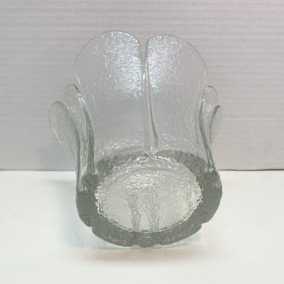 Magnor, Norway, Vintage Glass Vase / Textured Glass Bowl / Daisy Shape / MCM - Picture 3 of 6